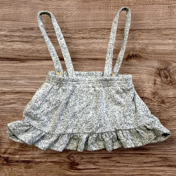 Zara Knitwear Baby Girl Strap Ruffled Skirt 9-12M Grey Marled EUC - Picture 5 of 7